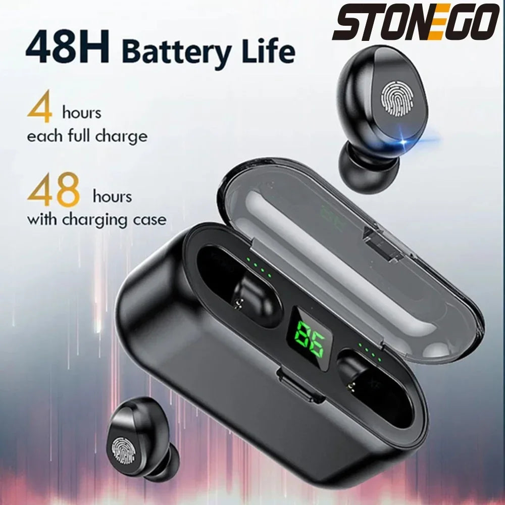 Wireless Bluetooth TWS Earphones Sport Waterproof HiFi Noise Cancelling Deep Bass Sound Dual Charging Box