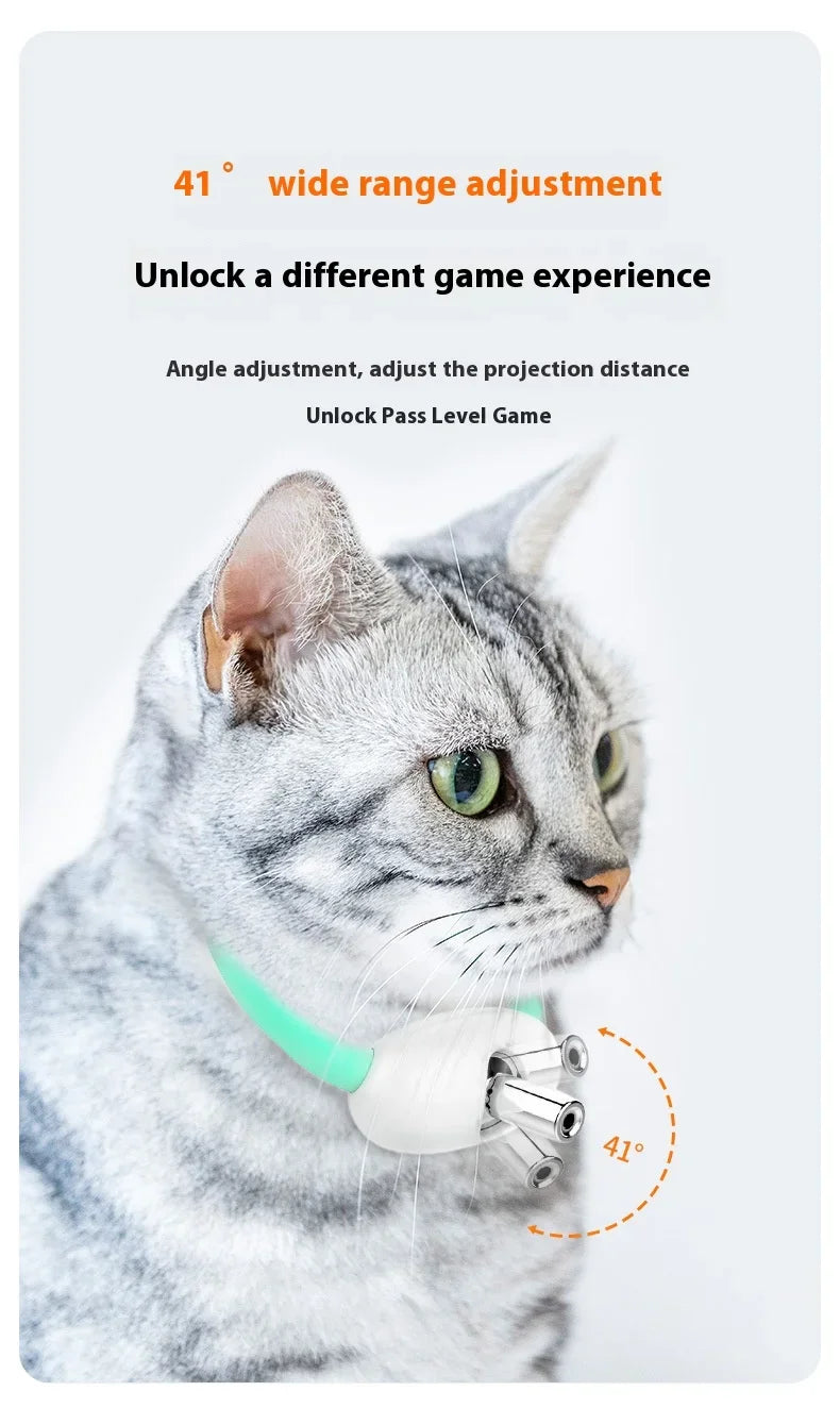 Rechargeable Cat Collar Laser Toy with Red Light, Interactive Cat Laser Toy for Bored Indoor Cats, Electric Laser Collar Toy