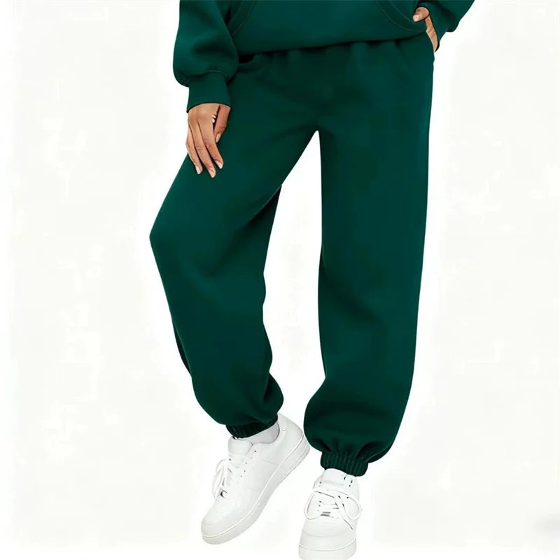 autumn winter Women's Pants Solid Color Sweatpants Daily casual Pants Women's Comfortable loose Drawstring Women's Trousers