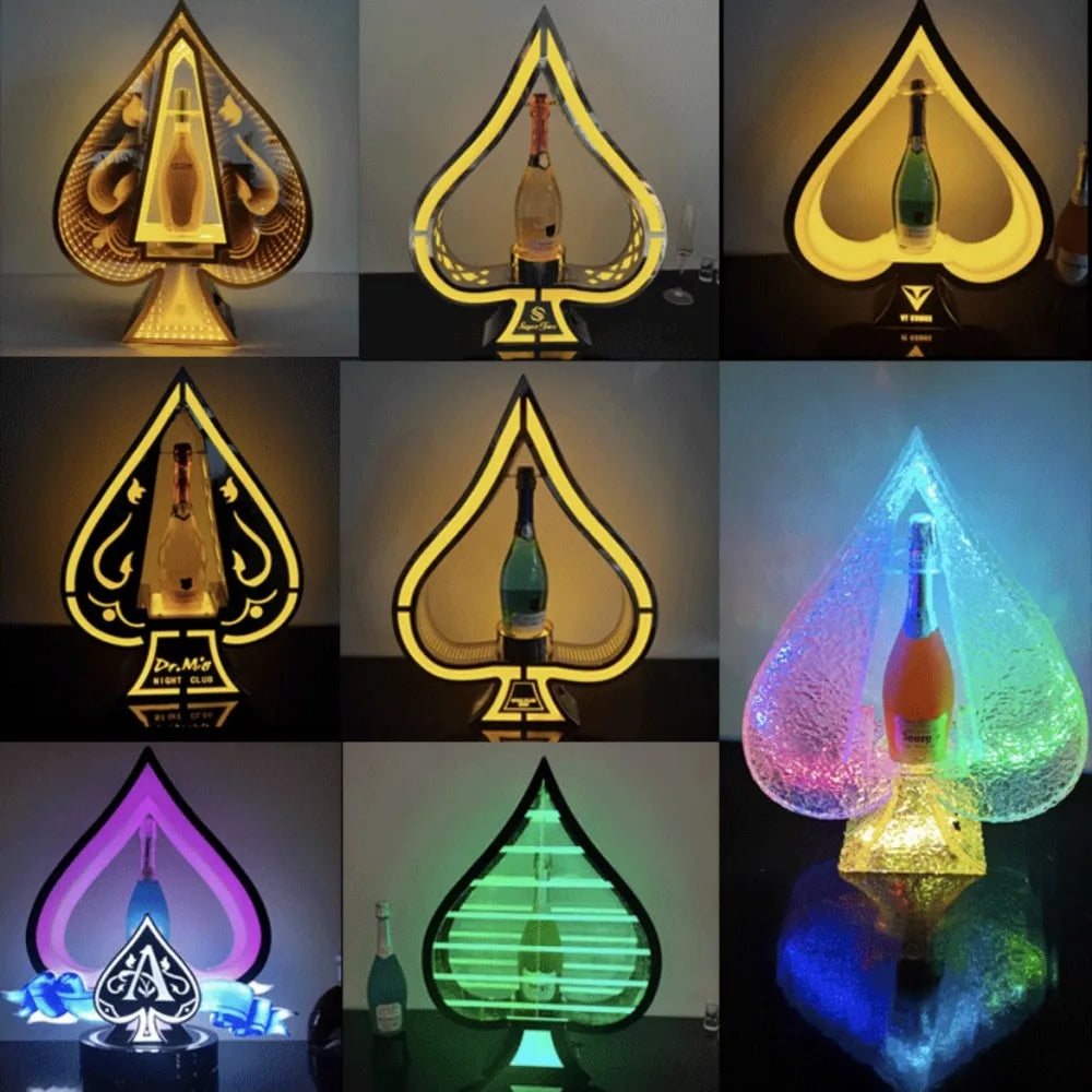 Nightclub Wine Presenter 3 Bottles Rechargeable LED Ace of Spade Glorifier Box Armand de Brignac Champagne Bottle Carrier Case