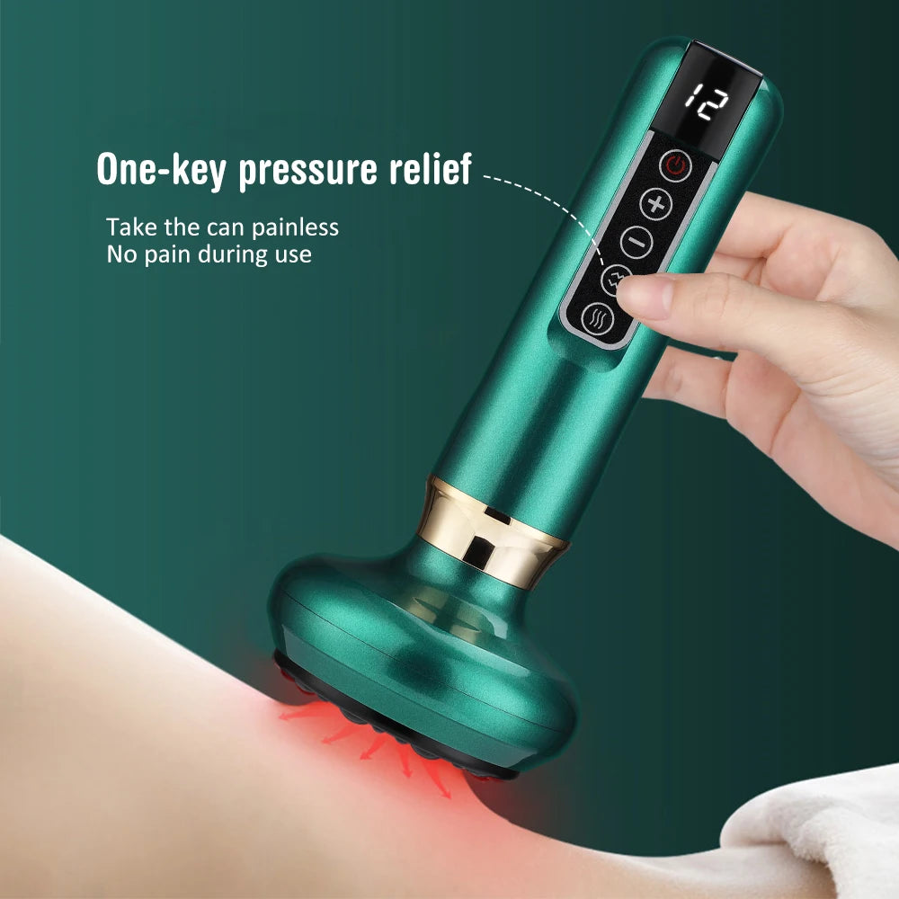 12/6 Levels Intelligent Vacuum Cupping Massager Negative Pressure Heating Wireless Scraping Apparatus Dredge Meridian Relax