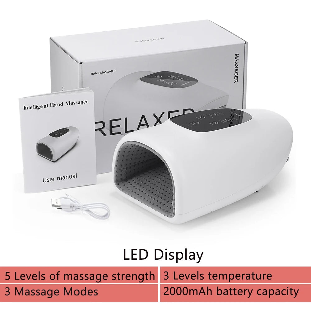 Electric Hand Massager with 5 Levels Air Compression Heat Palm Finger Massage Machine for Arthritis Finger Numbness Hand Relax