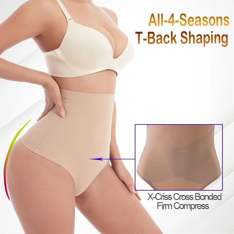 Women's High Waist ThongT-backCross X Shaping Tummy Control Panties Strong Body Shaping Waist Cincher Hip Lifter Seamless