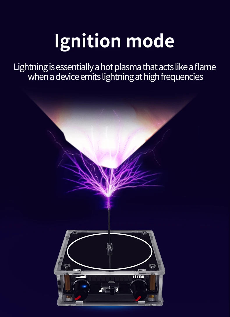 Music Tesla Coil Bluetooth/AUX Dual Mode Music Box Artificial Lightning Touchable Audio Input Bluetooth Science Experiments ﻿