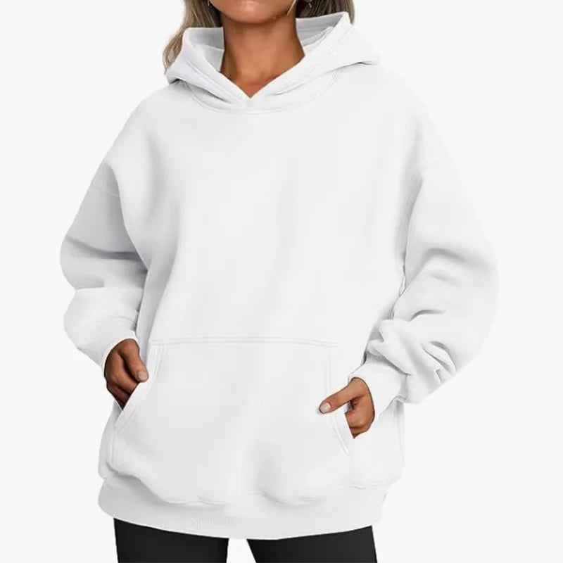 Women's Oversized Hoodie Fleece Lined Comfortable Street Style Long Sleeve Polyester Casual Sweatshirt Autumn Winter New Arrival