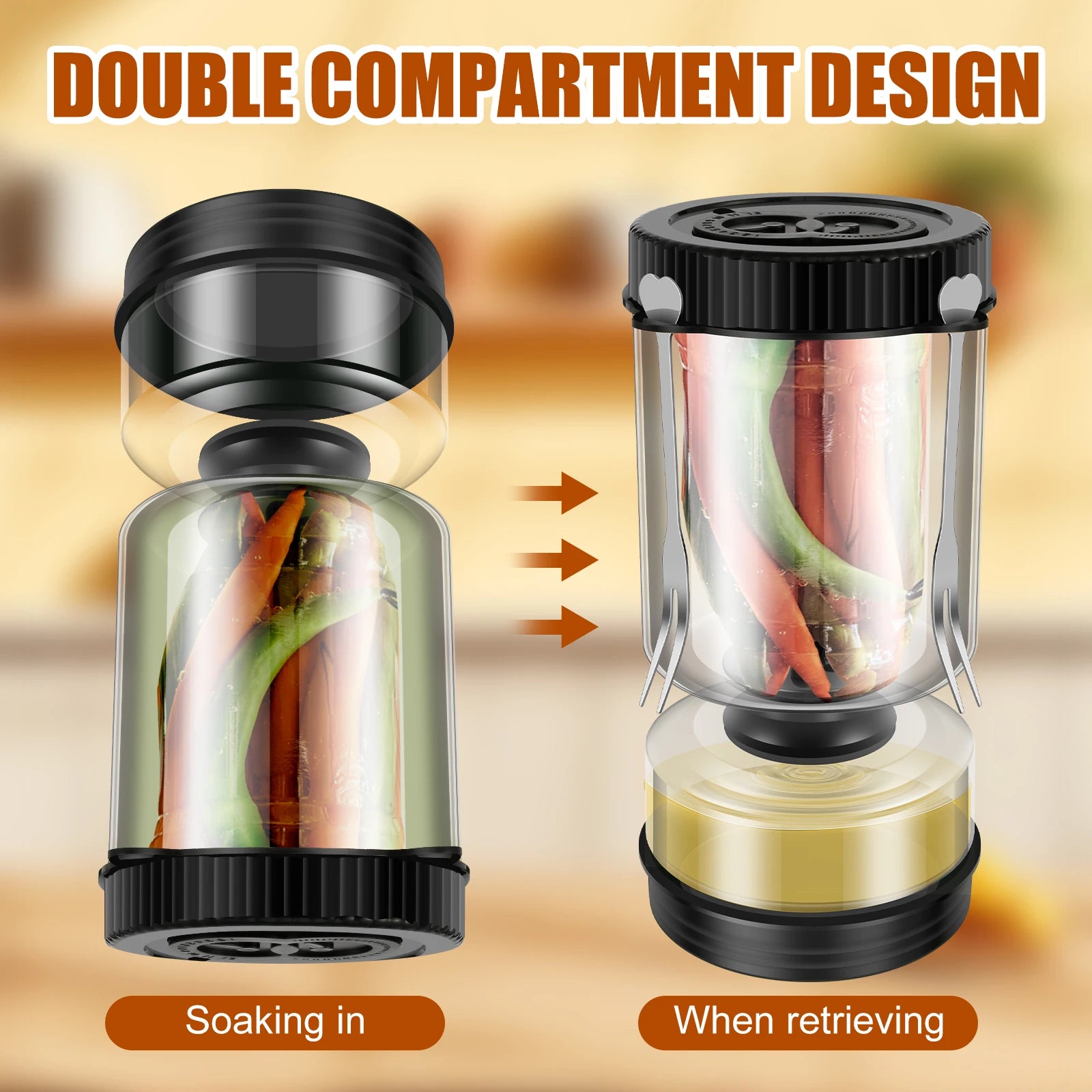 Dry-wet Separation Pickle Vegetable Jar Hourglass Type Pickled Juice-Separation Food Filter Storing Pickles Kitchen Accessories