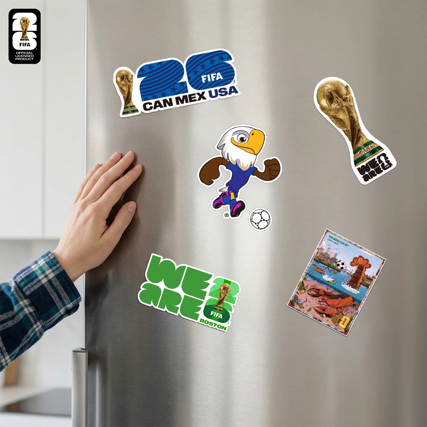 FIFA World Cup 2026 Official Fridge Magnet with Trophy, Host City & Mascot Design - Magnet Stickers for Refrigerator Souvenirs