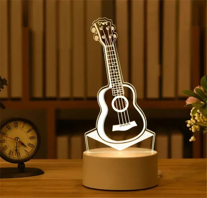 3D Acrylic LED Night Light USB Powered Bedroom Bedside Decor Night Lamp Birthday Kid Gifts Table Ornaments Novelty Lighting