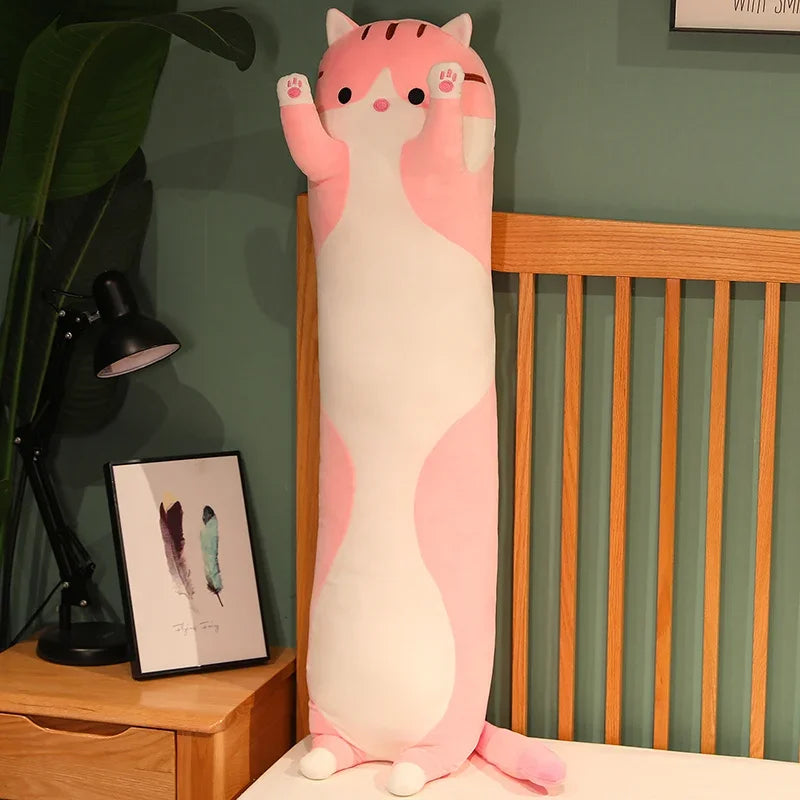 Cute and Soft Long Cat Plush Toy Ultra Kawaii Cat Hug Pillow Body Animal Sleeping Companion Kids Birthday Gift