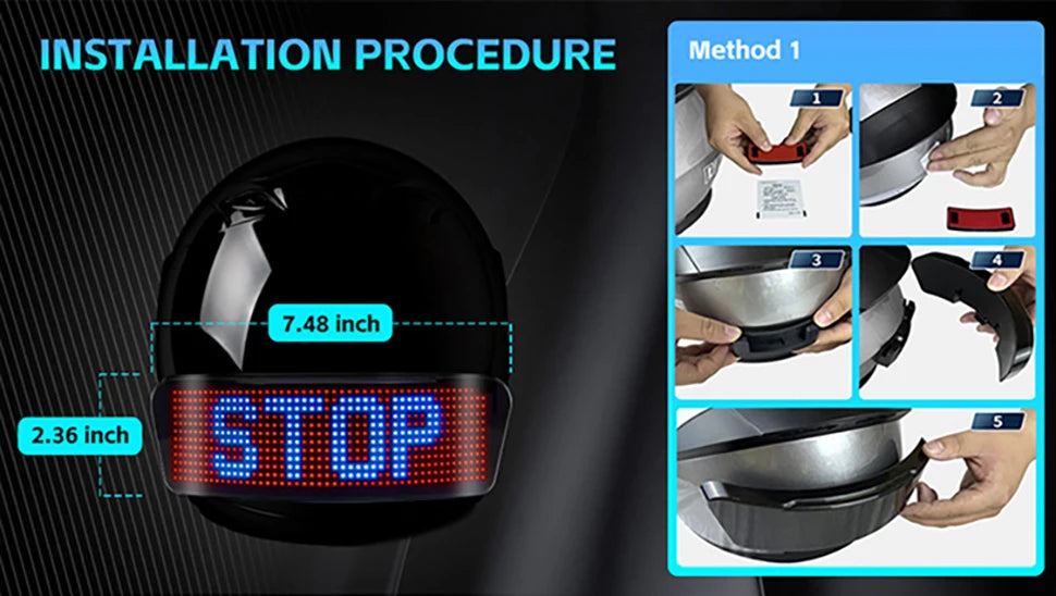Led Helmet Display Motorcycle Helmet Warning Light Night Riding DIY RGB Bike Helmet Taillight APP Programmable LED Screen