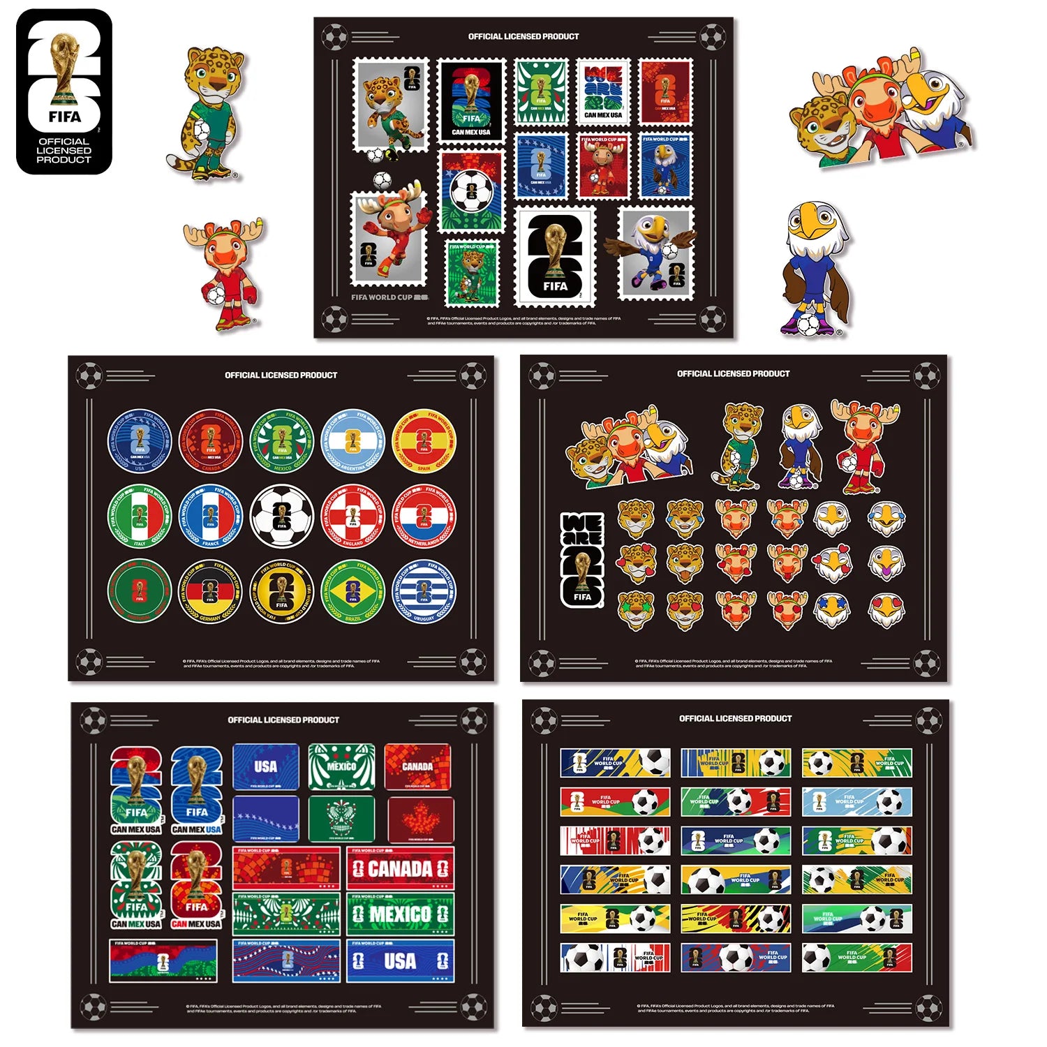 FIFA World Cup Official Authentic 2026 Soccer Stickers Football World Cup Trophy Mascot Theme Stickers,Luggage Notebook Stickers