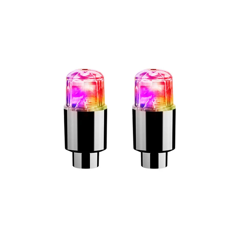 4Pcs Colorful LED Wheel Lights Car Tire Valve Caps Neon Light Bulb Universal Car Motorcycle Bicycle Valve Cover Auto Exterior