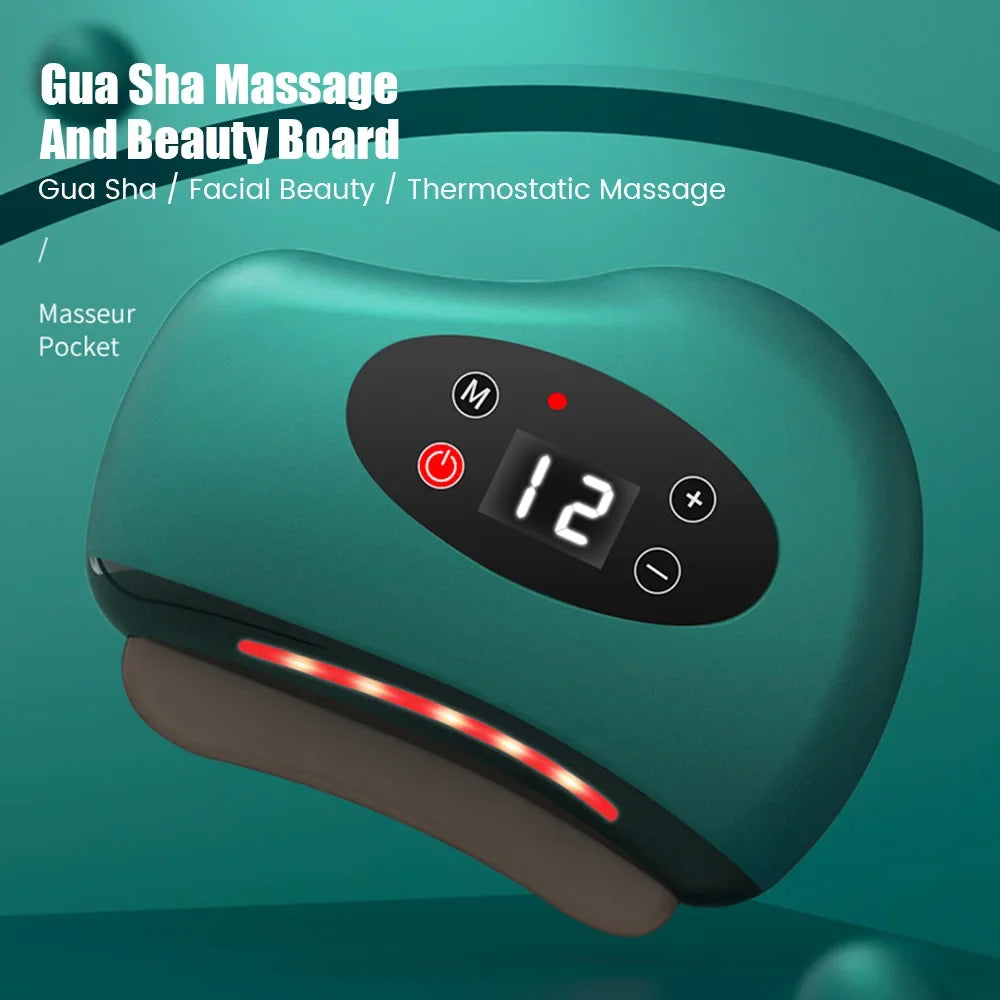Electric Guasha Massager Body Scraping Heating Vibration Muscle Guasha Face Neck Eye Massage Knife Stone Gua Sha Gouache Scraper