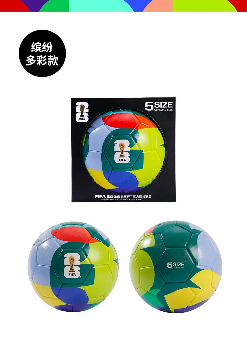 FIFA 2026 World Cup USA Canada Mexico Size 5 Soccer Ball Official Match Training for Adults Youth Students Wear-Resistant PU