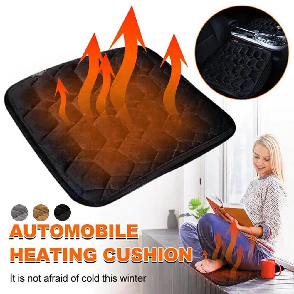 Car Heated Seat Cushion Winter Plush Seat Cushion Quick-Heating For Car, Home, 12V USB Electric Heating Single Pad