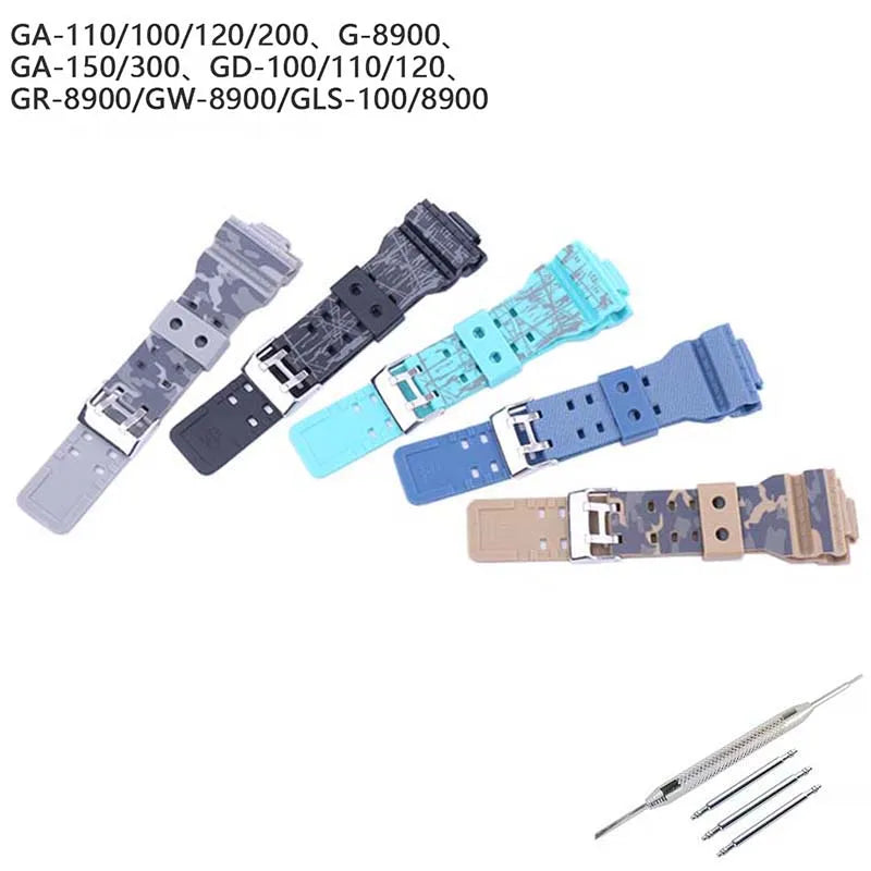 16mm Men's Camo Resin watch band Compatible for Casio GA-100/110/120/140 700 GD-100 GLS-100 GAX-100 watch strap rubber wristband