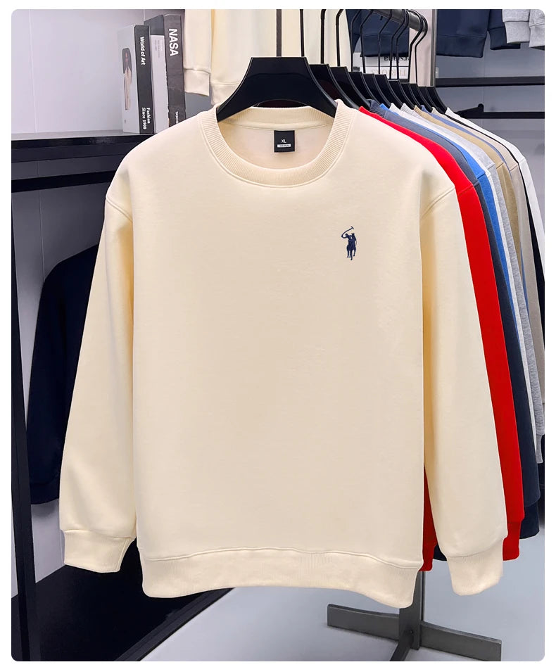 Designer brand men's round neck sportswear autumn new item thickened warm luxury pony print loose casual Paul pullover