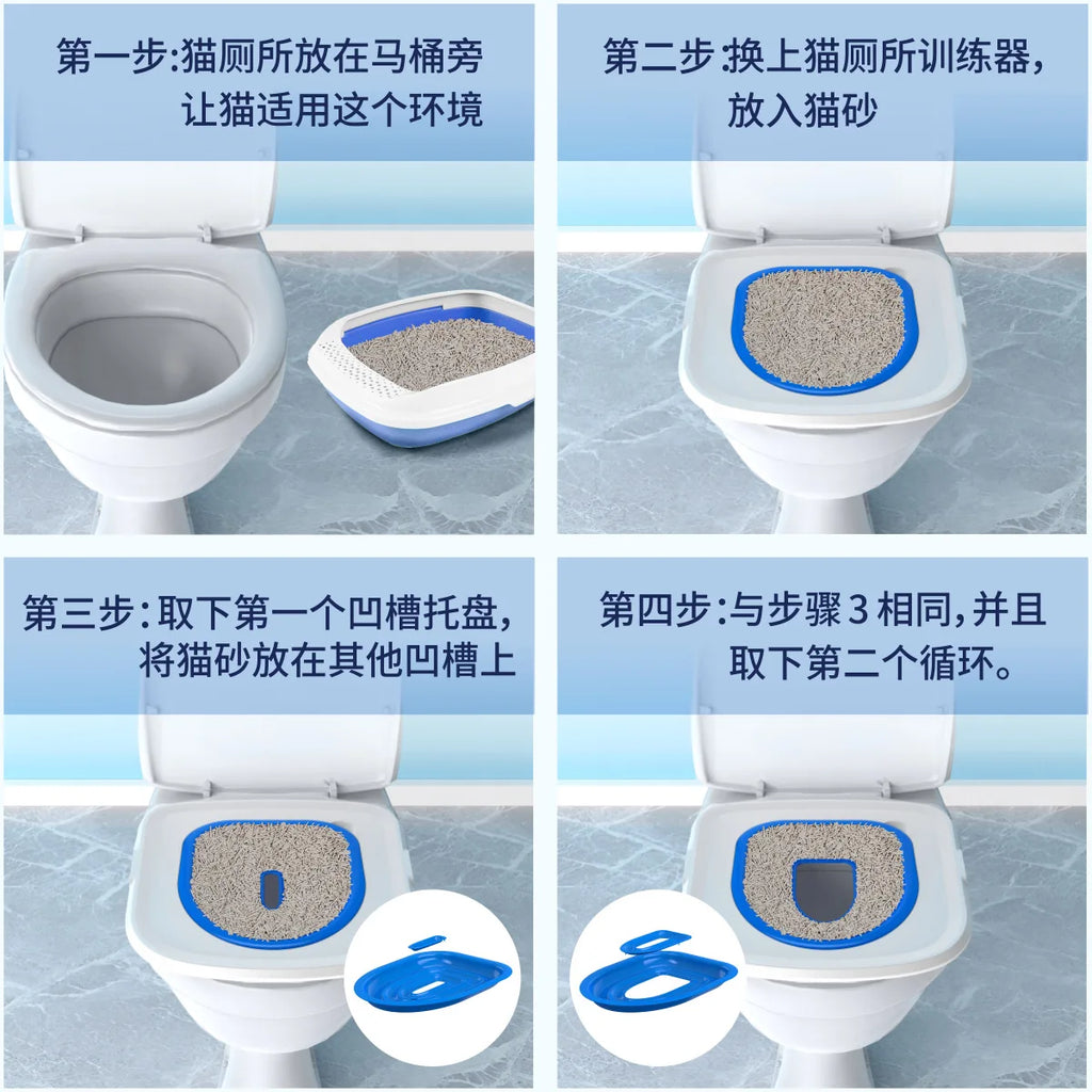 2023 Plastic Cat Toilet Training Kit Reusable Puppy Cat Litter Mat Cat Toilet Trainer Toilet Pets Cleaning Cats Training Product
