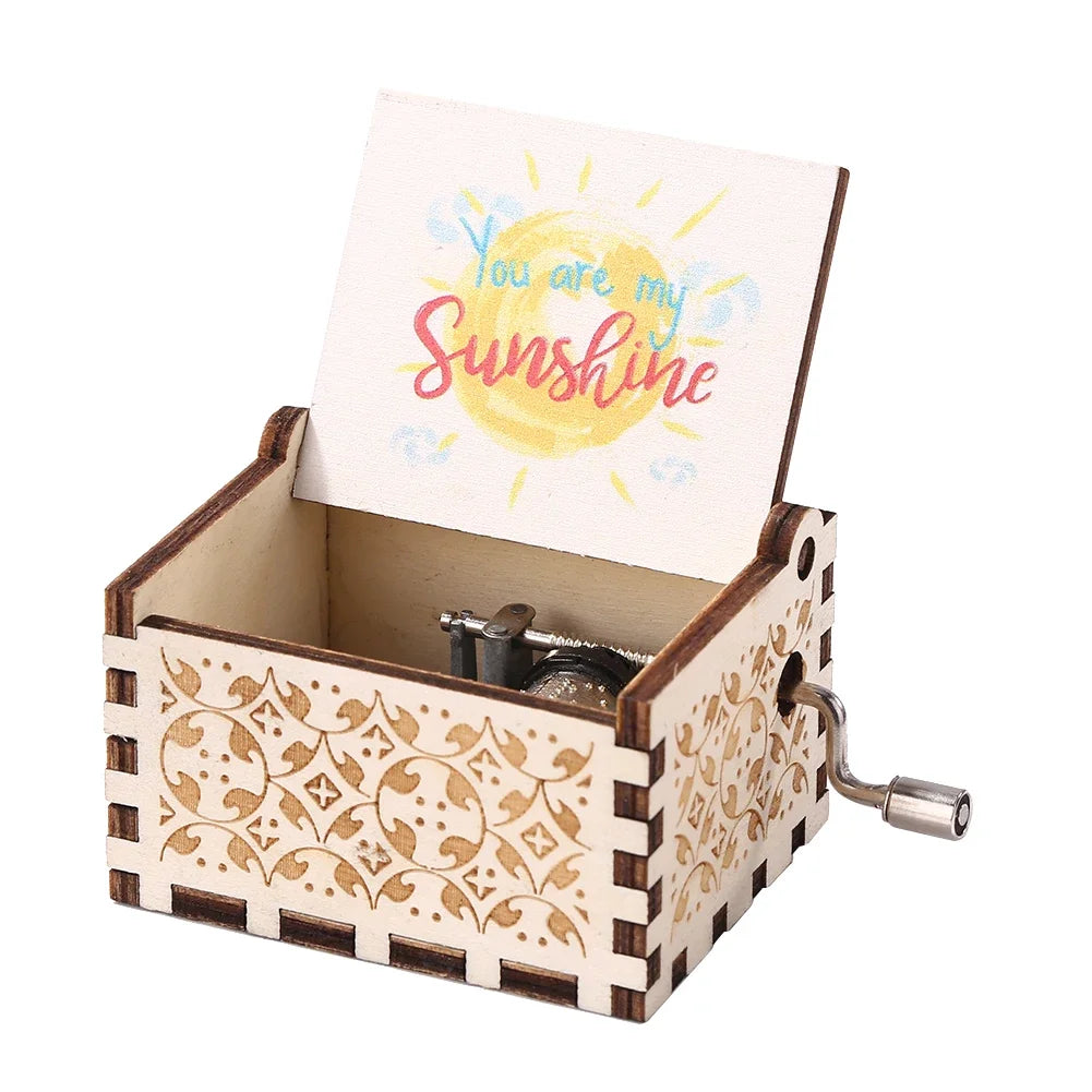 Wooden Hand Crank Music Box Bohemian Rhapsody Theme You Are My Sunshine Music Box Musica Theme Birthday Christmas Gift