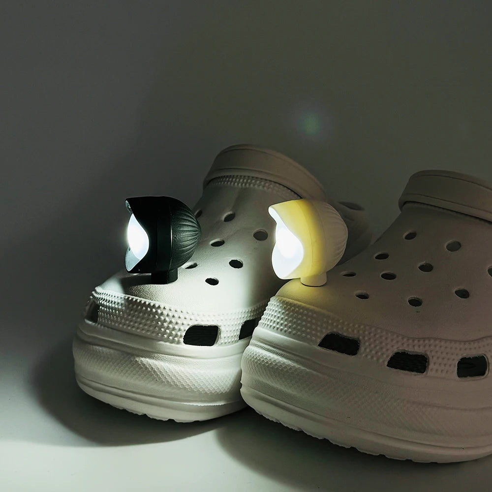 2pcs LED Shoe Lights Charms Upgrade Headlight Rechargeable for Night Walks Shoes Charms PVC Accessories, 3 Lighting Modes