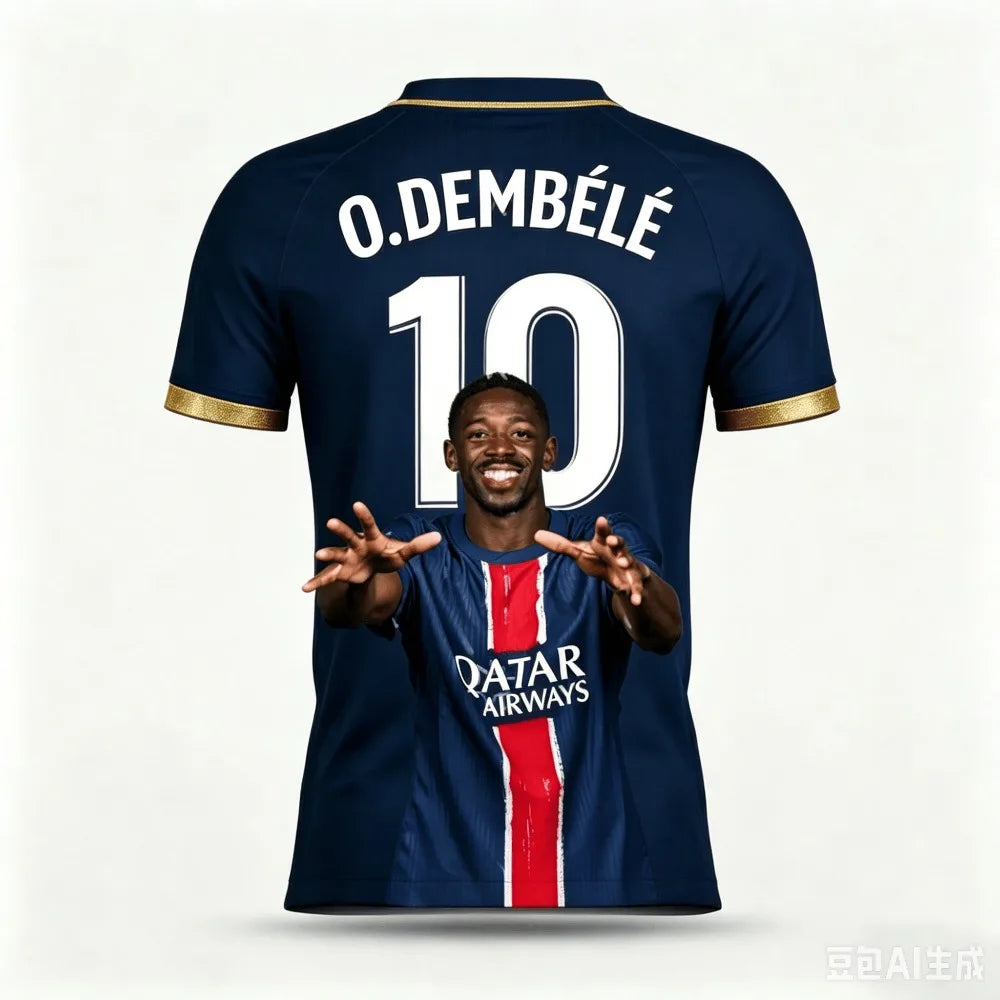 Dembélé Fan Exclusive Summer 3D Print Family Outfit Football Jersey T-shirt Loose and Comfortable Suitable for Daily Wear