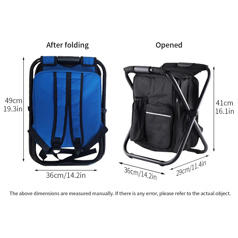 Portable Ice Chair Cooling Seat Ice Stool  Foldable Insulated Ice Pack Stool with Dual-shoulder Straps Perfect for Fishing