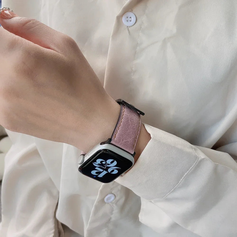Leather Strap for Apple watch band 44mm 49/45mm 40/41 42 46mm belt Retro luxury Correas iWatch series 10 9 5 4 SE 6 7 8 ultra 2