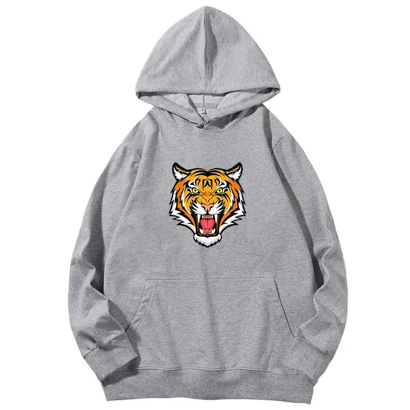 Tiger Face Funny Harajuku Graphic Hooded Sweatshirts Cotton Spring Autumn Essentials Hoodie Hooded Shirt Men's Sportswear