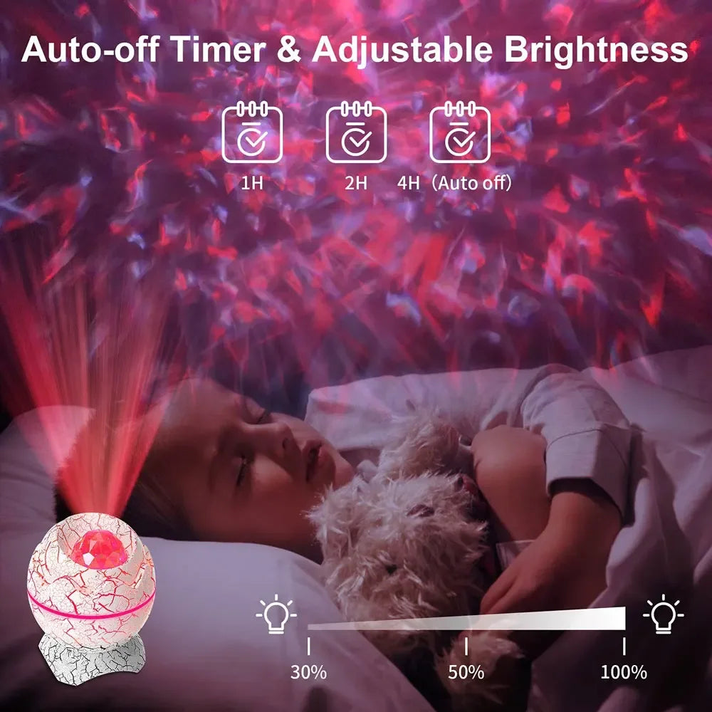 Dinosaur Egg Galaxy Projector with Remote Control Bluetooth Speaker LED Night Light Starry Sky Projection Light Children's Gift