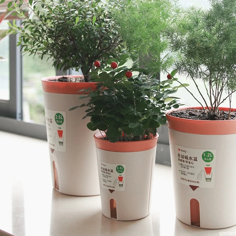Double Layer Plant Pot Self Watering Pots for plants Hydroponics Flower Pot Plastic Lazy Automatic Water-Absorbing Plants Pot