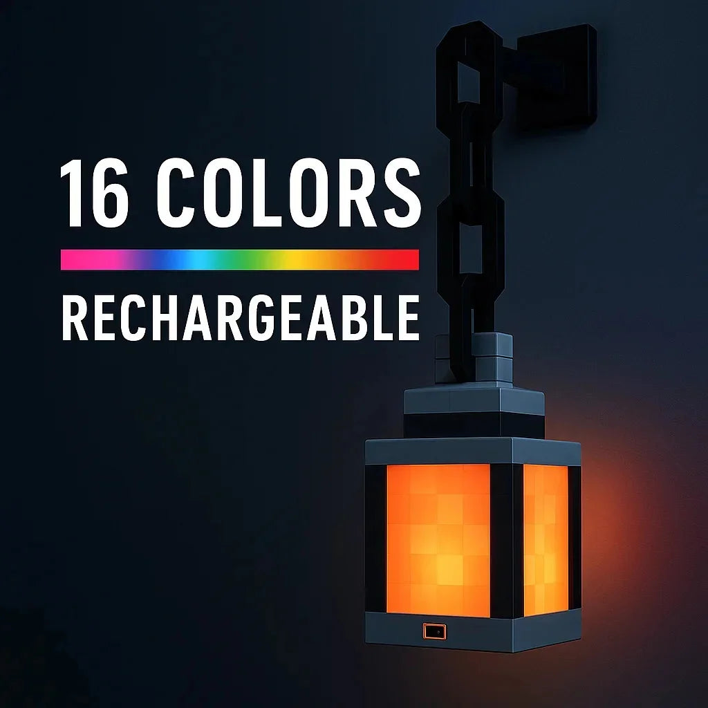 Pixel Style Wall Night Light USB Creative My Worlds Hanging Lantern For Bedroom & Gaming Decor Atmosphere Lamp For Boys Room