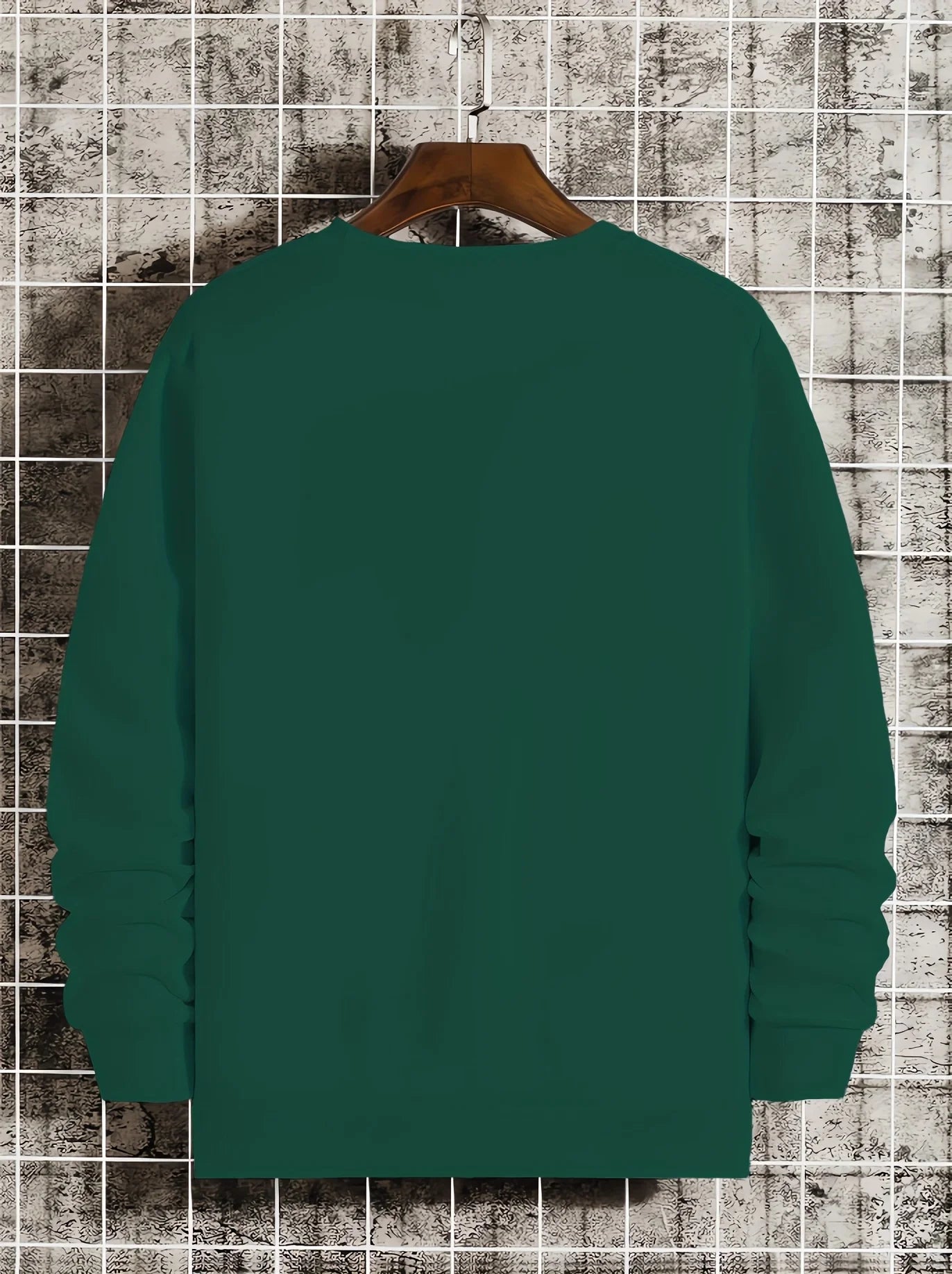 Men's autumn and winter fashionable casual loose Houston letter graphic printed long sleeved round neck sweatshirt