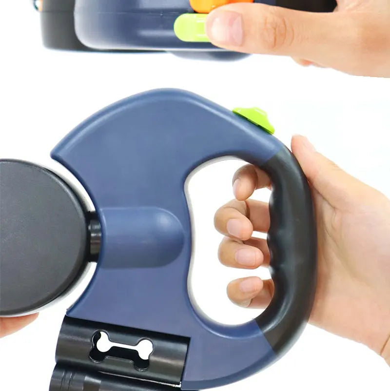 Automatic retractable two-end pet Dog leash with LED Light, 360 Swivel No Tangle for Each Adjustable Strap Auto Pet Leash Rope