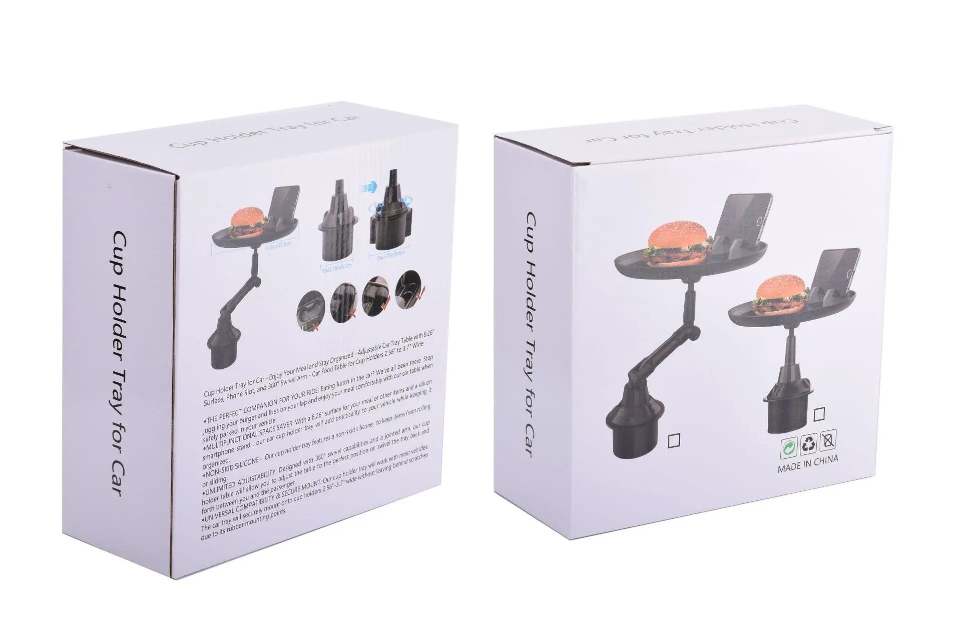 360° Adjustable Car Cup Holder Tray & Phone Mount Expander For Car, Portable Tray Table,Food Storage Rack, Coffee Table,