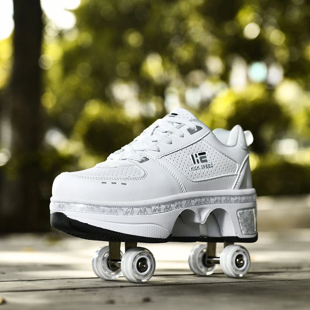 Unisex Four-Wheel Roller Skate Shoes Casual Deformation Parkour Sneakers Kids Skates Stage personalized Sport Roller Skate Shoes