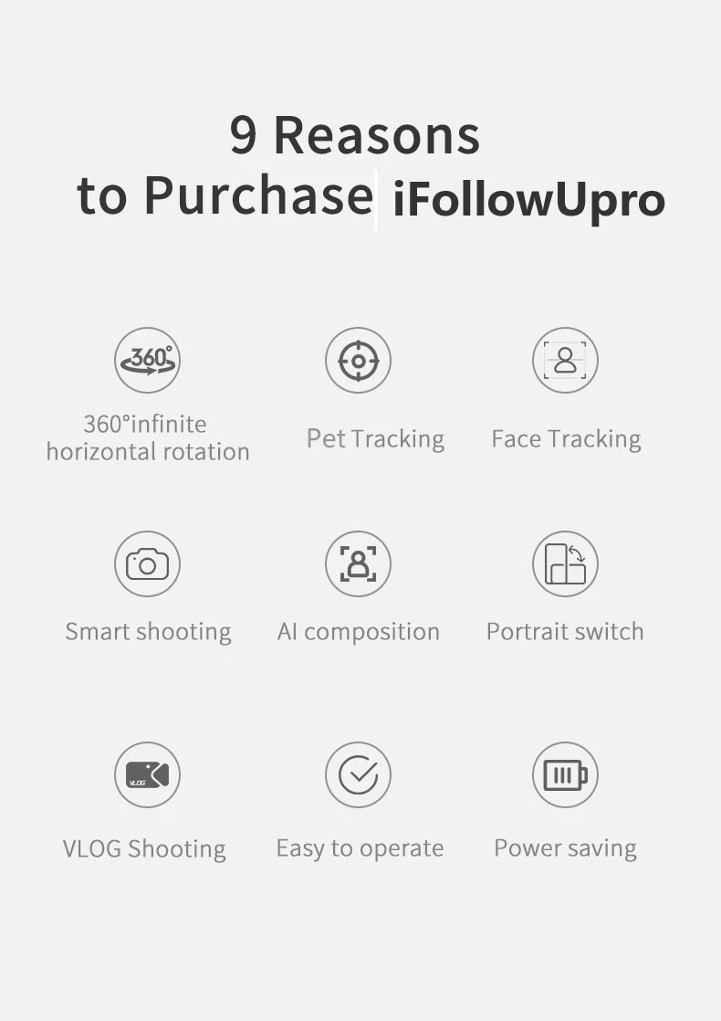 AI automatic face and body tracking phone holder/download APP, 360° rotating tracking tripod, intelligent shooting bracket