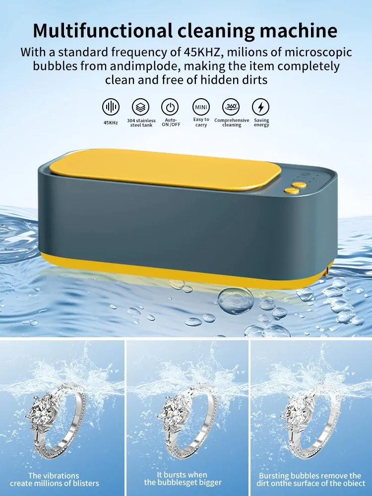 USB Powered Ultrasonic Cleaner High Frequency Vibration Machine Multi-Purpose Jewelry Watch Glasses Bracelets Cleaning Tool