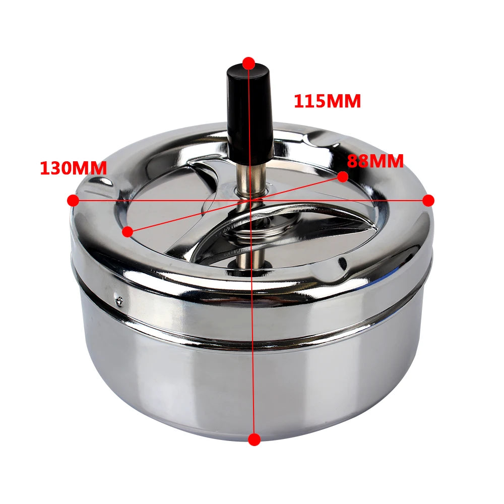 Spinning Plain Ashtray C igarette Ash Tray For Home Office Hotel C igarette Ashtray Stainless Steel Press Rotating Lid