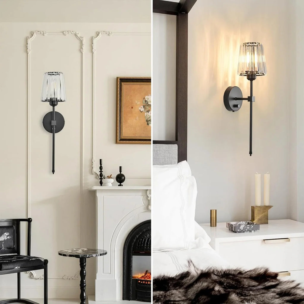 Nordic Crystal Wall Lamp 1/2pcs Gold Black Silver RGB Remote Control Dimmable Rechargeable Wireless Living Room Bedroom Lighting