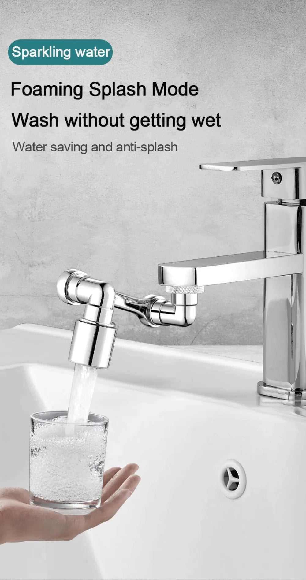 2Pcs Universal 1080° Rotation Faucet Extender Washbasin Robot Arm Tap Dual Mode Sprayer Head Bathroom Splash Proof Swivel Faucet