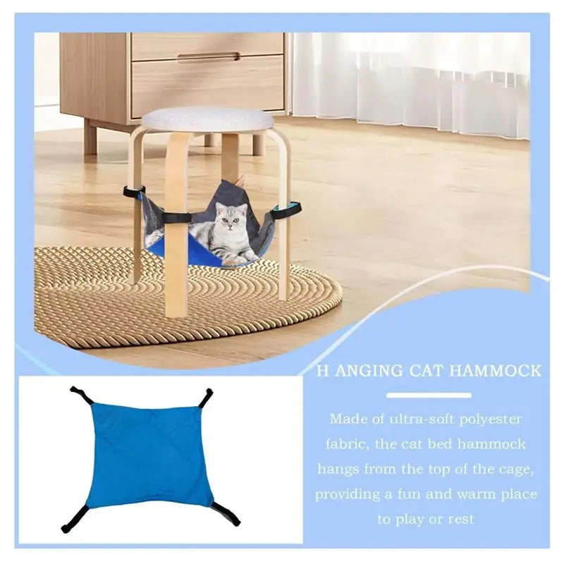 A96K-Adjustable Cat Hammock Bed Cage Accessories For Ferret Puppies Rabbits Small Animals Tree Indoor House Cat Swing Bed