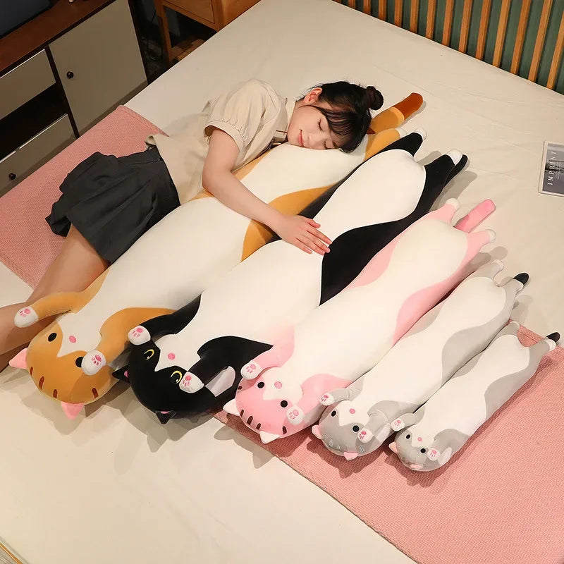 50cm Funny Joy Cute Soft Long Cat Plush Toys Pause Office Nap Pillow Bed Sleep Home Decor Doll for Kids Girl Gift