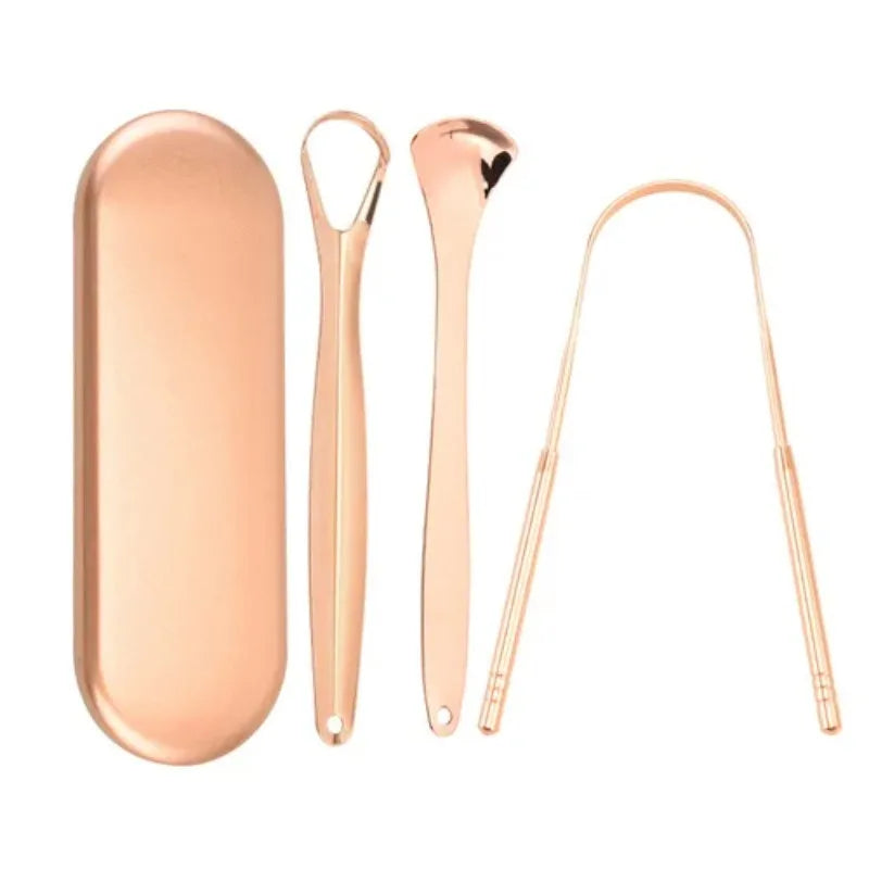 1/2/4 Pcs Reusable Stainless Steel Useful Tongue Scraper Cleaner Fresh Breath Cleaning Coated Tongue Oral Hygiene Care Tools