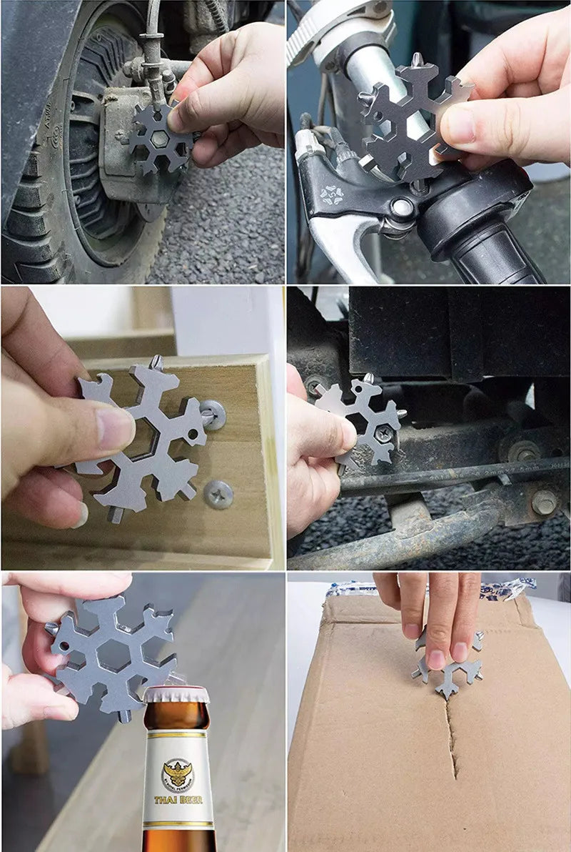 Portable EDC Multifunction Torque Snowflake Wrench Alloy Steel Hexagonal Universal 18-in-1 Octagonal Screwdriver Household Tool