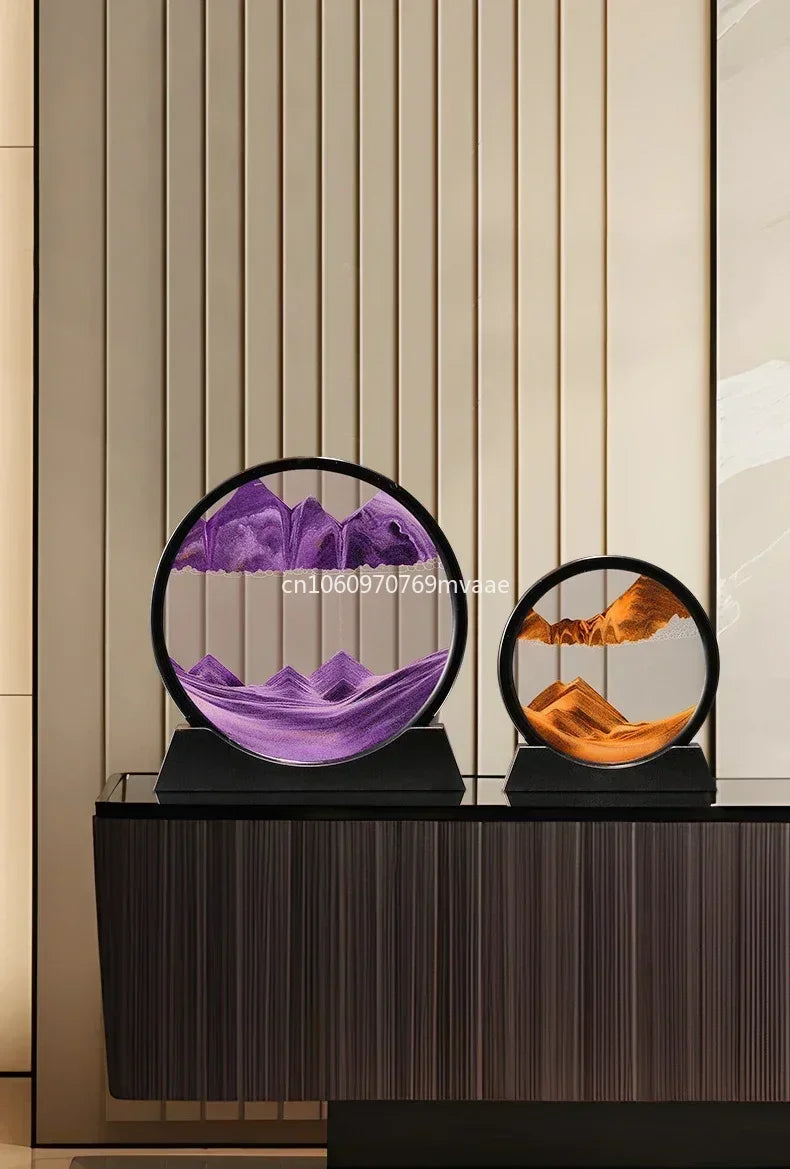 Sandscape Moving Sand Art Frame Quicksand 3D Dynamic Liquid Hourglass Kinetic Sand Painting Flowing Sand Office Home Decor Gifts