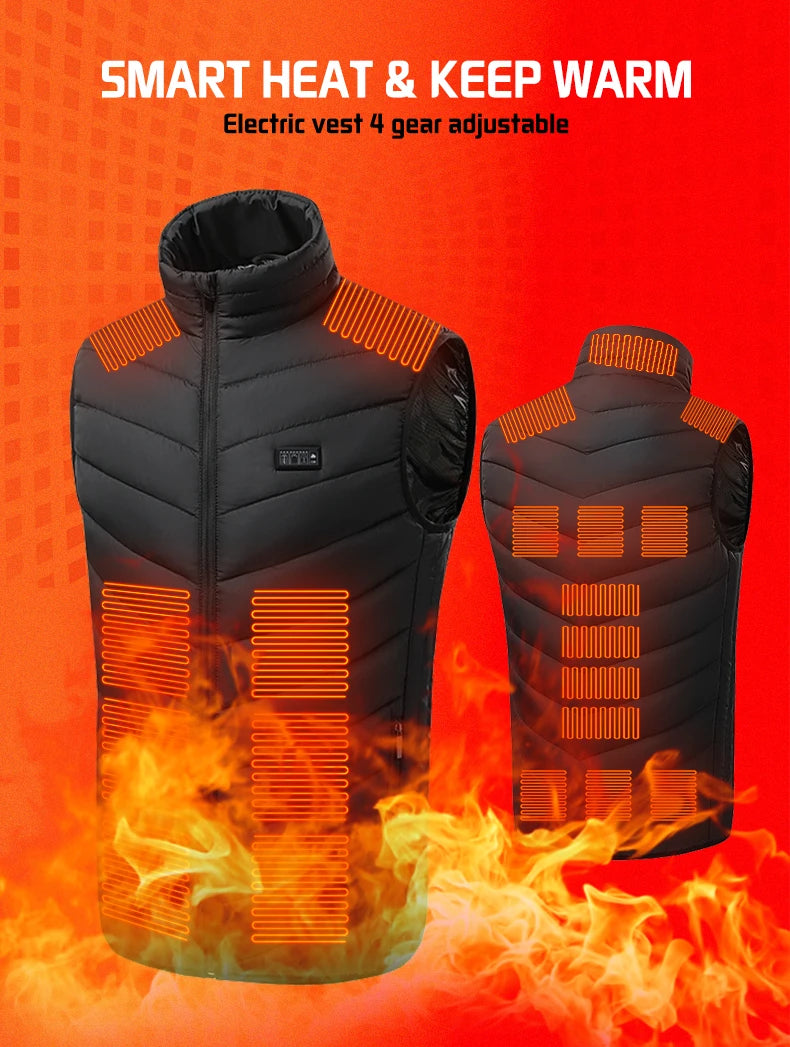 TODWARM Heating Vest Blue Men's Jacket Heated Winter Women's Heated Jacket Thermal Vest Warmer Outdoor Sports Jacket