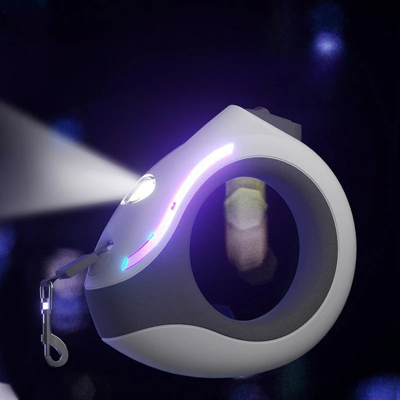 3M Dog Leash Flashlight LED Streamer Roulette Automatic Retractable Nylon Rope for Cat Puppy Walking Running Lead Extension