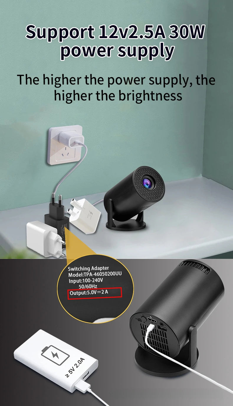 HY300 Mini portable 4k projector 1080P android Smart home  movie theater projectors bluetooth and wifi