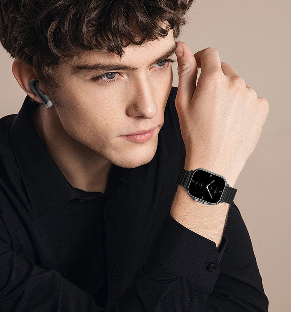 2026 New Smartwatch TWS Earphone 2.01' Bluetooth Call Heart Rate Monitor Sport Fitness Tracker 2 in 1 Smart Watch Headset