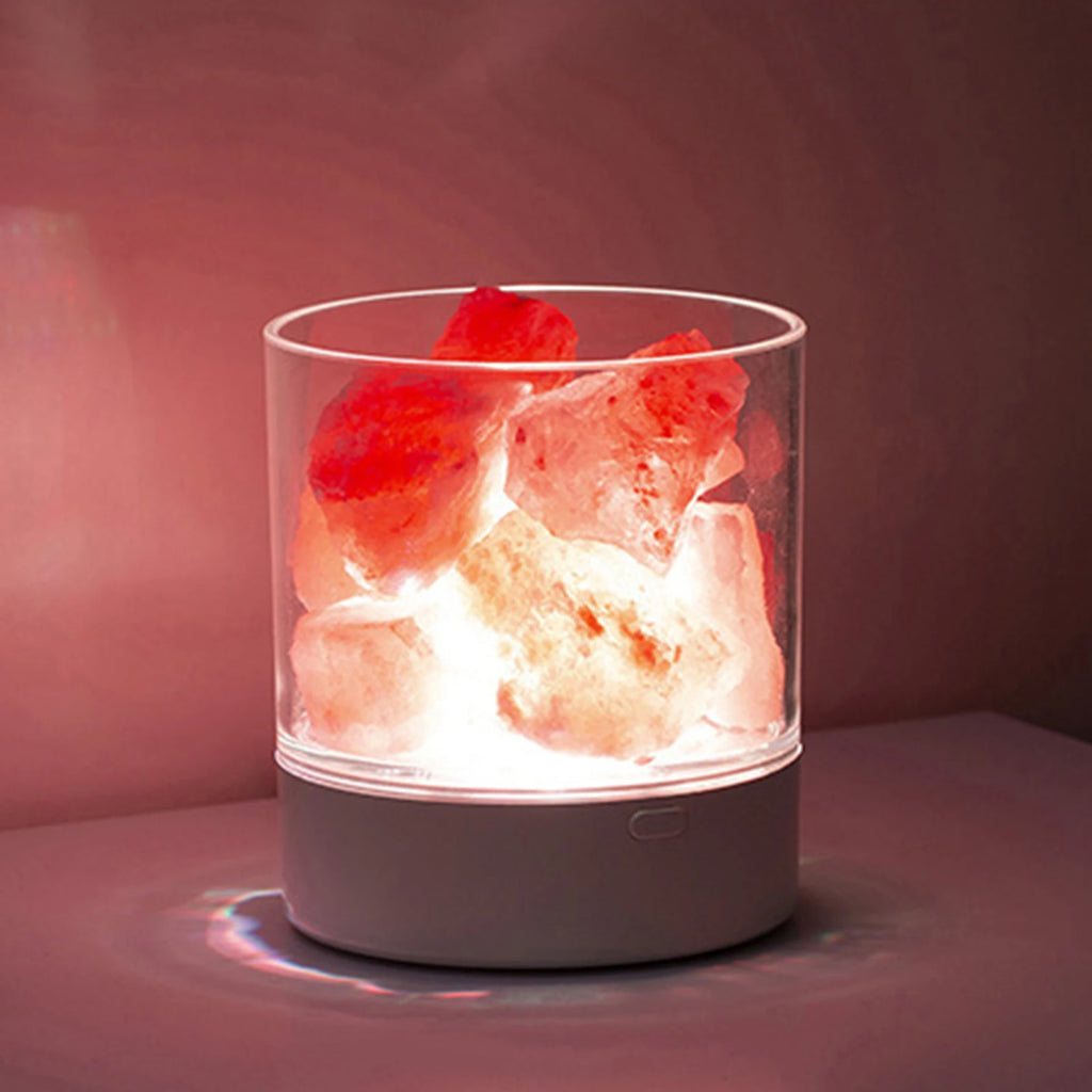 LED Rock Crystal Lamp Essential Oil Diffuser 7 Colors LED Crystal Salt Stone Night Light Home Office Bedroom Desktop Decoration